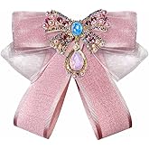 Psivika Womens Bow Tie Brooch Ribbon Bowknot Brooch Pins Crystal Pre Tied BowTie Collar Neck Bow Brooch Pins