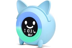 Kids Alarm Clock, Children's Sleep Trainer, OK to Wake Clock for Bedroom Cute Digital Clock with Temperature, 5 Colors Smart 