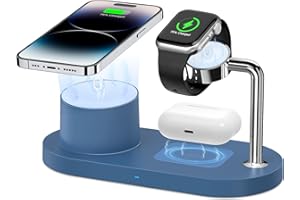 Sildark Magnetic Wireless Charger for iPhone: 3 in 1 Charging Station for Multiple Device Apple - 18W Fast Mag-Safe Charger Dock Stand for iPhone 15 14 13 12 Pro Max Apple Watch iwatch & Airpods