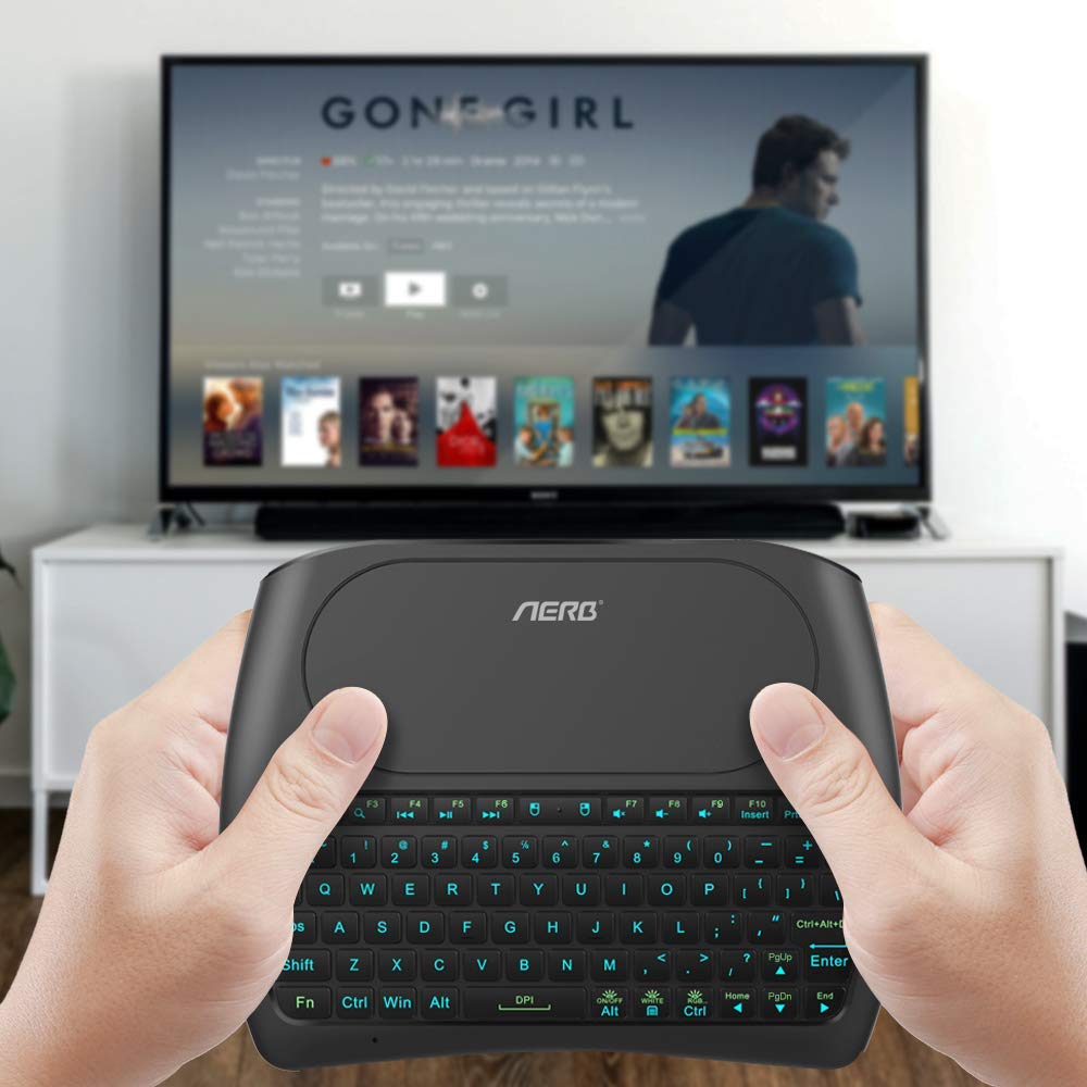 Mini Keyboard, Aerb 2019 Upgraded D8 Pro Mini Wireless Keyboard with Touch Pad Combo for Android Smart TV, PC, Xbox, RGB Backlit, Rechargeable Li-ion Battery