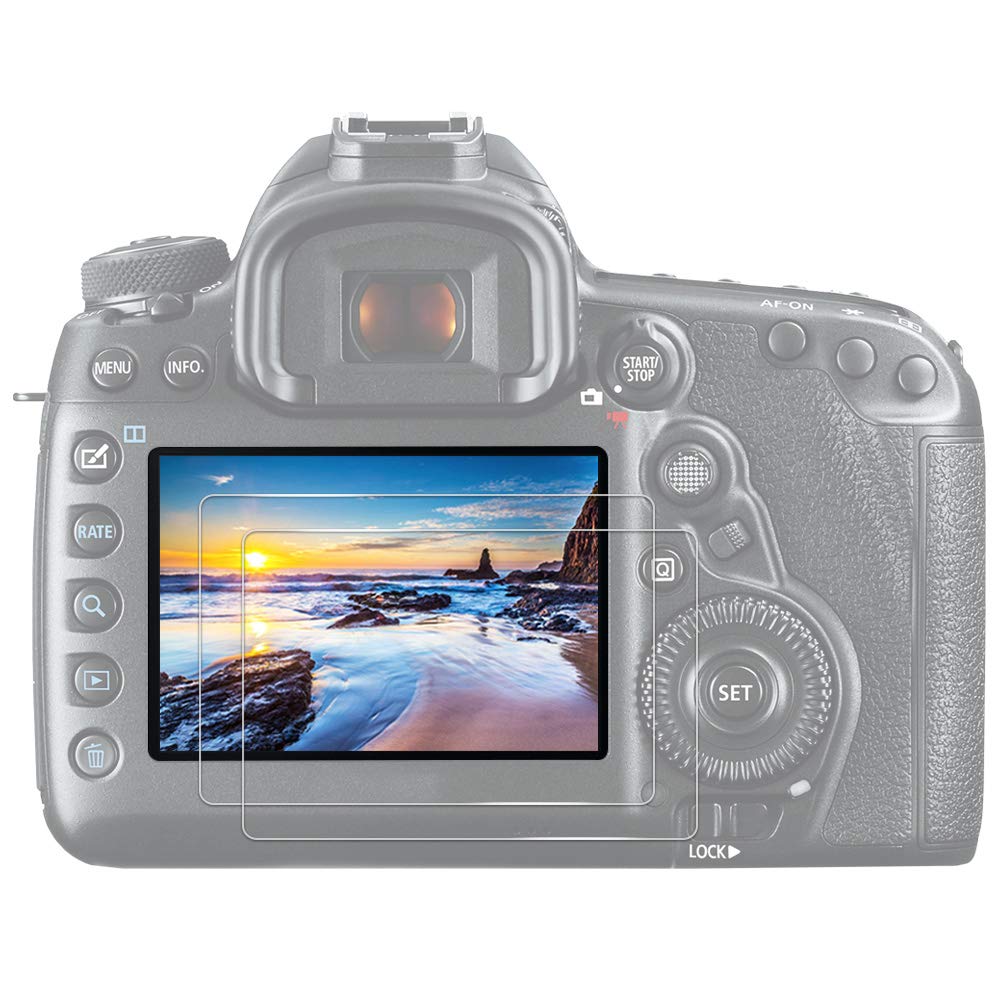 JJC (2 PACK) Tempered Glass Screen Protector for Canon EOS 90D 80D 70D, Ultra-thin HD, High Hardness Shatterproof Anti-Bubble