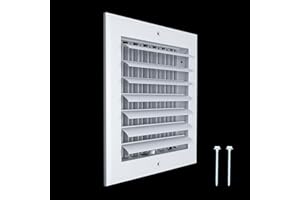 Fits 8x8 Duct Opening Aluminum 1-Way Adjustable Air Supply Grille by Handua | Curved Blade Register Vent Cover for Sidewall & Ceiling | White | Outer Size: 9.75" X 9.75"