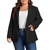 Cicy Bell Womens Plus Size Casual Blazers Lapel Long Sleeve Work Office Suit Jackets Open Front Curvy Blazers