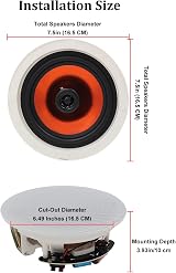 Herdio 150W 6.5in Ceiling Bluetooth Speakers Pair with Amplifier Box view 5
