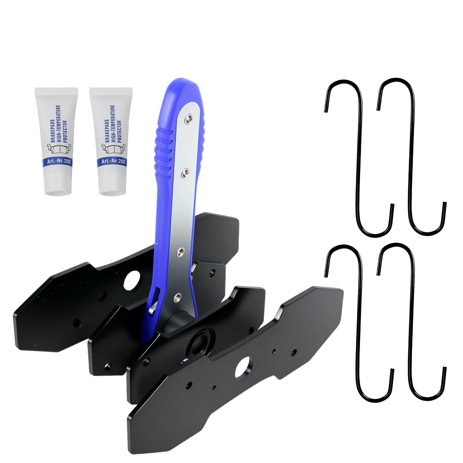 Photo 1 of hongdounangguo Brake Caliper Compression Tool Kit with 4 Hooks & Steel Plates - 360° Swing Ratchet for Single/Twin/Quad Piston Calipers Heavy-Duty Brake Pad Spreader Car Repair Tool