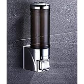 YISMAN Adhesive Soap Dispenser 300ML Drill Free with Adhesive or Wall Mount with Screws,Manual Dispenser Shampoo Shower for Kitchen Bathrooms,Chrome