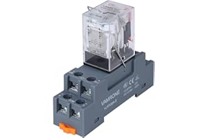 VAMRONE Electromagnetic Power Relay, 8-Pin 10 AMP 12V DC Relay Coil with Socket Base, LED Indicator, DPDT 2NO 2NC - MY2NJ [Applicable for DIN Rail System]