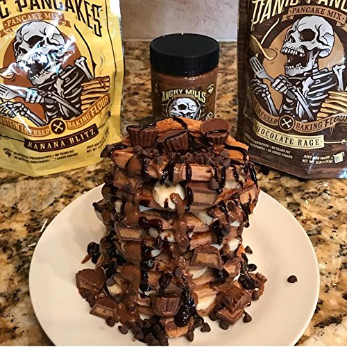 Panic Pancakes Chocolate Rage Complete Pancake & Waffle Mix by Sinister Labs - Decadent chocolate with whole grain oat flour and 20g protein per serving - No Added Sugar - 11.5 oz bag (1-Pack) - Thumbnail 4