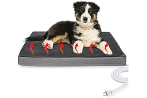 PAIGTEK Orthopedic Foam Heated Pet Bed, Auto Temperature Control, Waterproof, Chew Resistant Cord, for Dogs/Cats (Medium, Black)