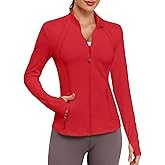VUTRU Women Athletic Jacket Fitted Workout Running Zip Up Track Coat Layer with Thumb Holes Pockets for Yoga Gym Travel