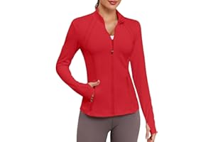 VUTRU Women Athletic Jacket Fitted Workout Running Zip Up Track Coat Layer with Thumb Holes Pockets for Yoga Gym Travel