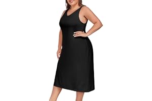 MANCYFIT Plus Size Full Slip for Women Long Slip for Under Dress Slips Tank Top Long Nightgown