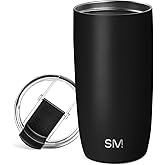 Simple Modern Travel Coffee Mug Tumbler with Flip Lid | Reusable Insulated Stainless Steel Cold Brew Iced Coffee Cup Thermos | Gifts for Women Men Him Her | Voyager Collection | 16oz | Midnight Black | with Flip Lid, Reusable, Insulated, Cold Brew, Iced Coffee Cup, Thermos