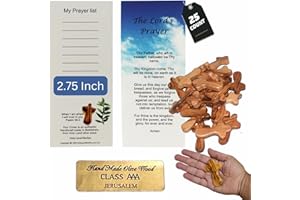Holy Land Market Olive Wood Pocket Crosses - 2.75 in, Handmade in Bethlehem, 25 Pack of the Holy Land Olive Wood Cross with Certificates (25 Crosses from the Holy Land)