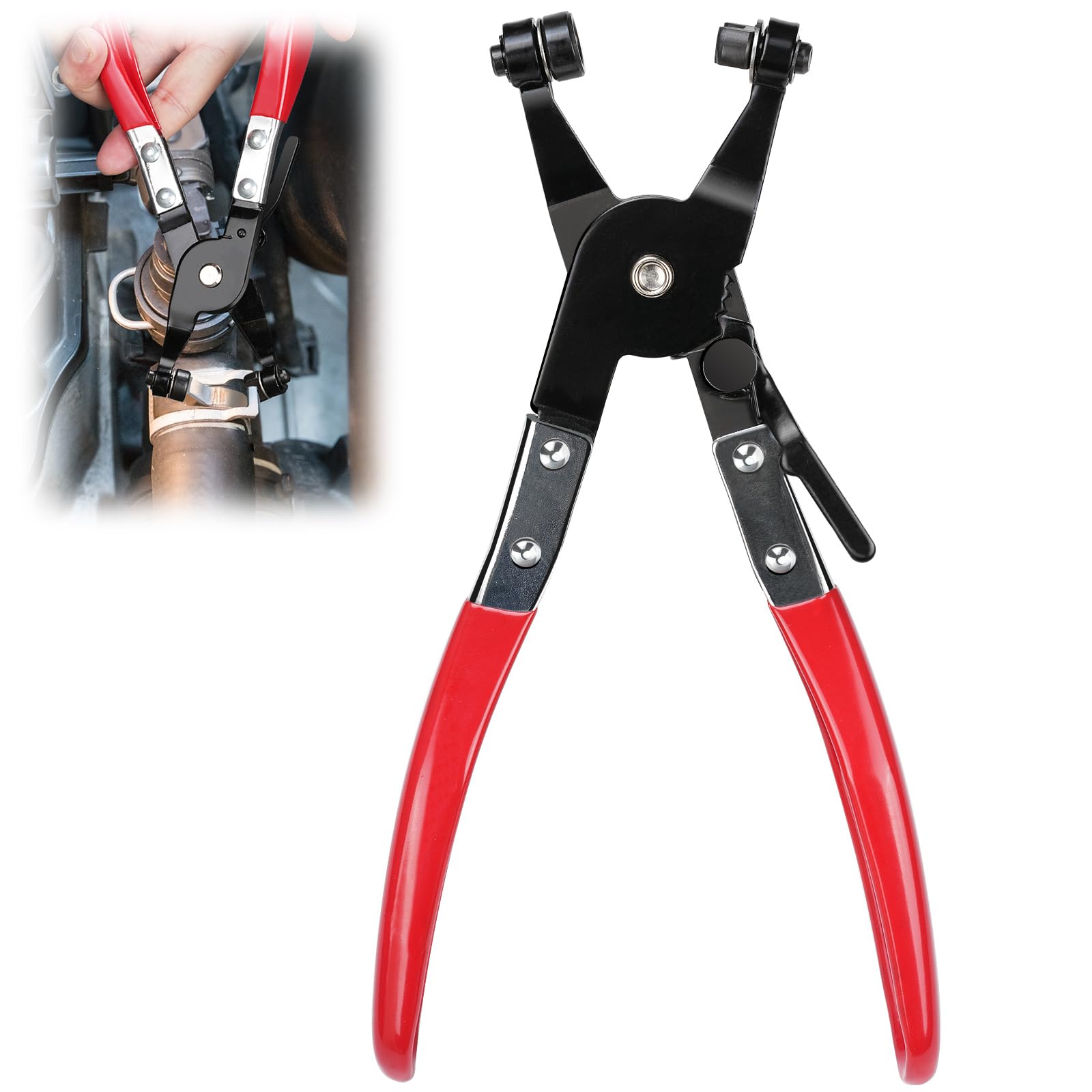 Drado Hose Clamp Pliers for Auto Repairing, Heavy Duty Wire Hose Pliers, Cross Slotted Jaw Plier Auto Repair Tool, Car Water Pipe Ring-Type Removal and Installation Tool (Red)