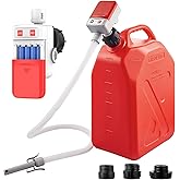 Fuel Transfer Pump, Automatic Gas Can Pump with Auto Stop and Overfill Protection, 52'' Extra Long Hose, 3.2 GPM, 4 Tank Adapters, Battery Powered, Portable Gas Transfer Pump for Oil, Diesel, Gasoline