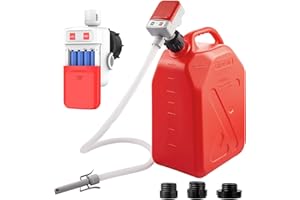 DOCREATE Fuel Transfer Pump, Automatic Gas Can Pump with Auto Stop and Overfill Protection, 52'' Extra Long Hose, 3.2 GPM, 4 Tank Adapters, Battery Powered, Portable Gas Transfer Pump for Oil, Diesel, Gasoline