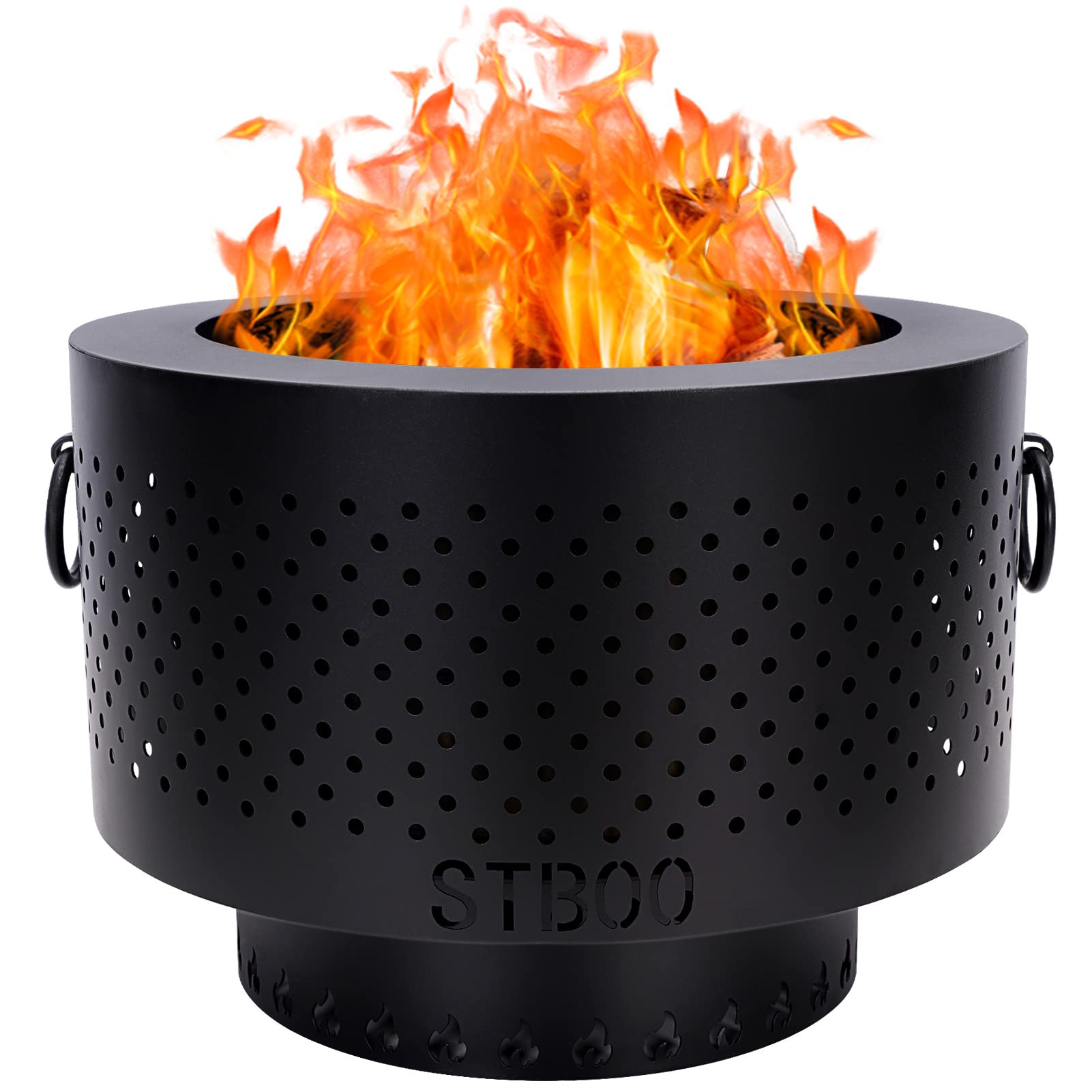 Photo 1 of STBoo 13 Inch Smokeless Fire Pits for Outside with Portable Carrying Storage Bag, Smokeless Camping Stove, Low Smoke Outdoor Fireplace for Bonfire Picnic Backyard Cooking on Beach, Black, S