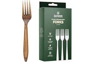 THE SUSTAINABLE AGAVE COMPANY Sustainable Agave Co - Agave Fiber Forks - 24 Count - Plant-Based, Made With Upcycled Materials - Brown, Bulk