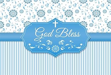 Amazon Com Aofoto 9x6ft God Bless Backdrop First Communion Baby Boy Shower Baptism Decorations Blue Stripes Floral Pattern Photo Shoot Backgrounds Kids Infant Christening Photo Studio Props Vinyl Camera Photo aofoto 9x6ft god bless backdrop