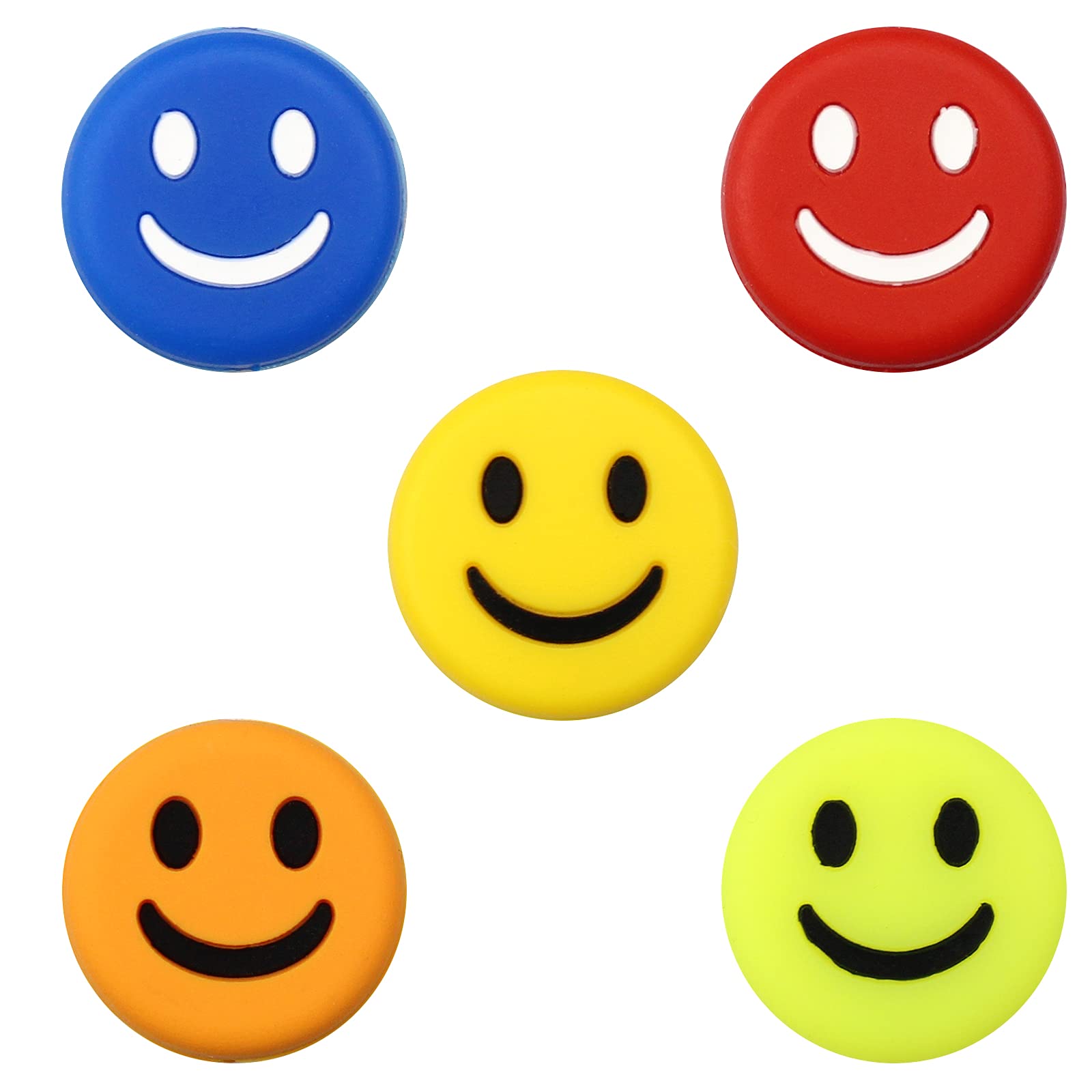 burkfeeg 5 Pcs Tennis Vibration Dampener Tennis Racket Dampene Silicone Shock Absorbers Smile Face Tennis Racket Absorber for Tennis Players (2.2cm)