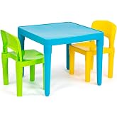 Humble Crew Toddler Table and Chair Set for Kids, Indoor Outdoor, Plastic | Lightweight 3 piece activity desk, easy to clean surface, great for crafts, snacks, and homework in any playroom or bedroom