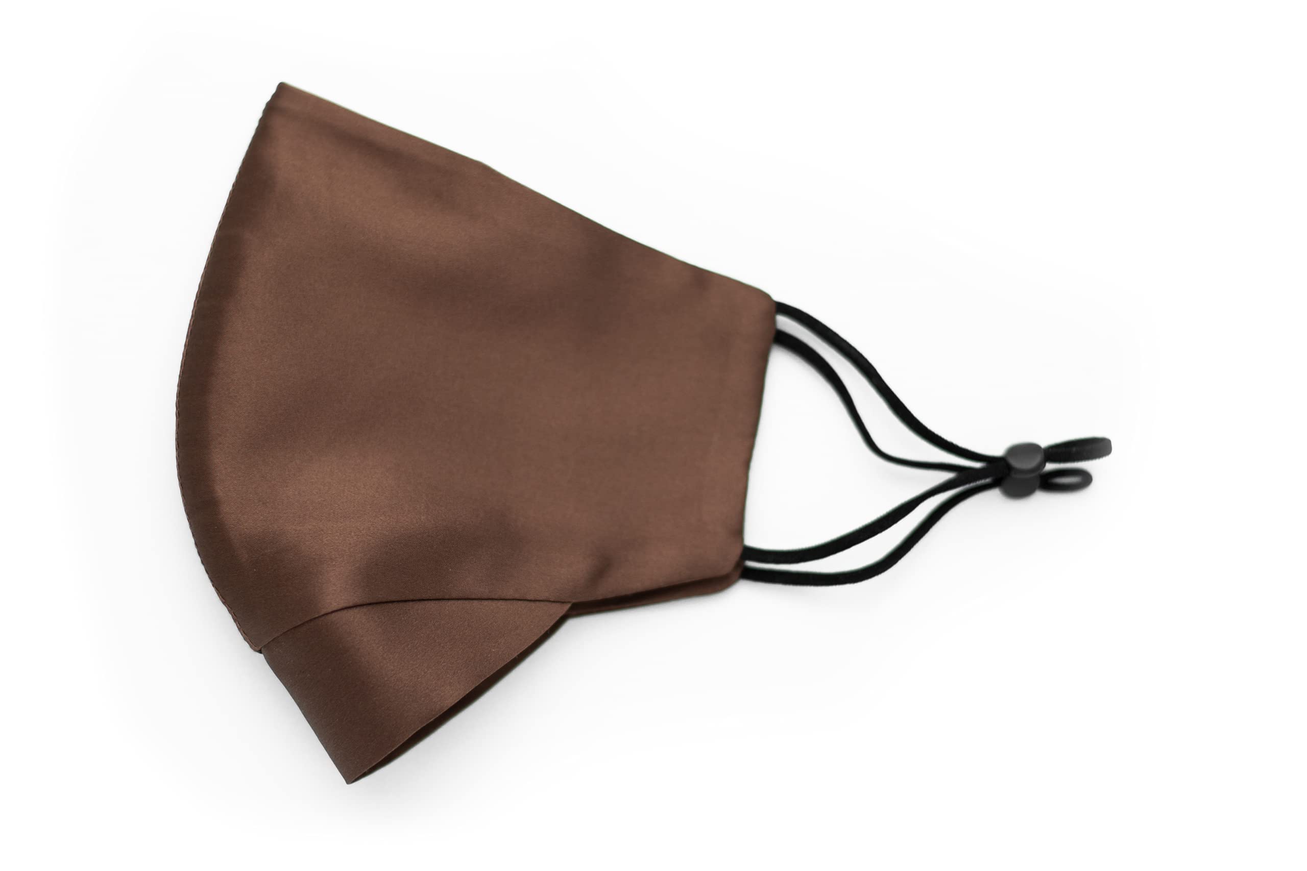 Habac Studio- 100% Mulberry Silk Face Mask, Face Masks Washable UK, Reusable Face Masks, 2 Layers Nose Wire Adjustable. UK (Chocolate/Dark Brown)