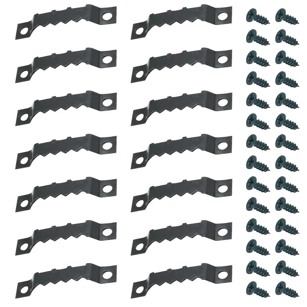 Hocansen 100 PCS Sawtooth Picture Hangers Double Hole with Screws Frame Hanging Hangers for Home Picture Frame Decoration Hanging (Black/XK-JC)