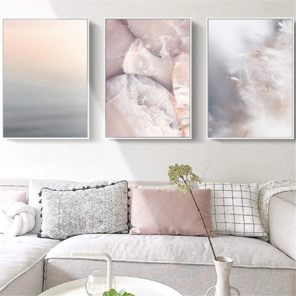 Pastel Color Wall Art Canvas Painting Neutral Blush Pink Gray Poster Nordic Decorative Wall Pictures for Living Room -50x70cm No Frame