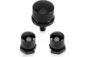 Eumti 3PCS Stainless Knurled Fender Rear Seat Bolt Screw with Solo seat mounting nut 1/4"-20 Thread Skull Pattern Black Eyes Compatible with Harley All Touring Softail Models 1999-Later
