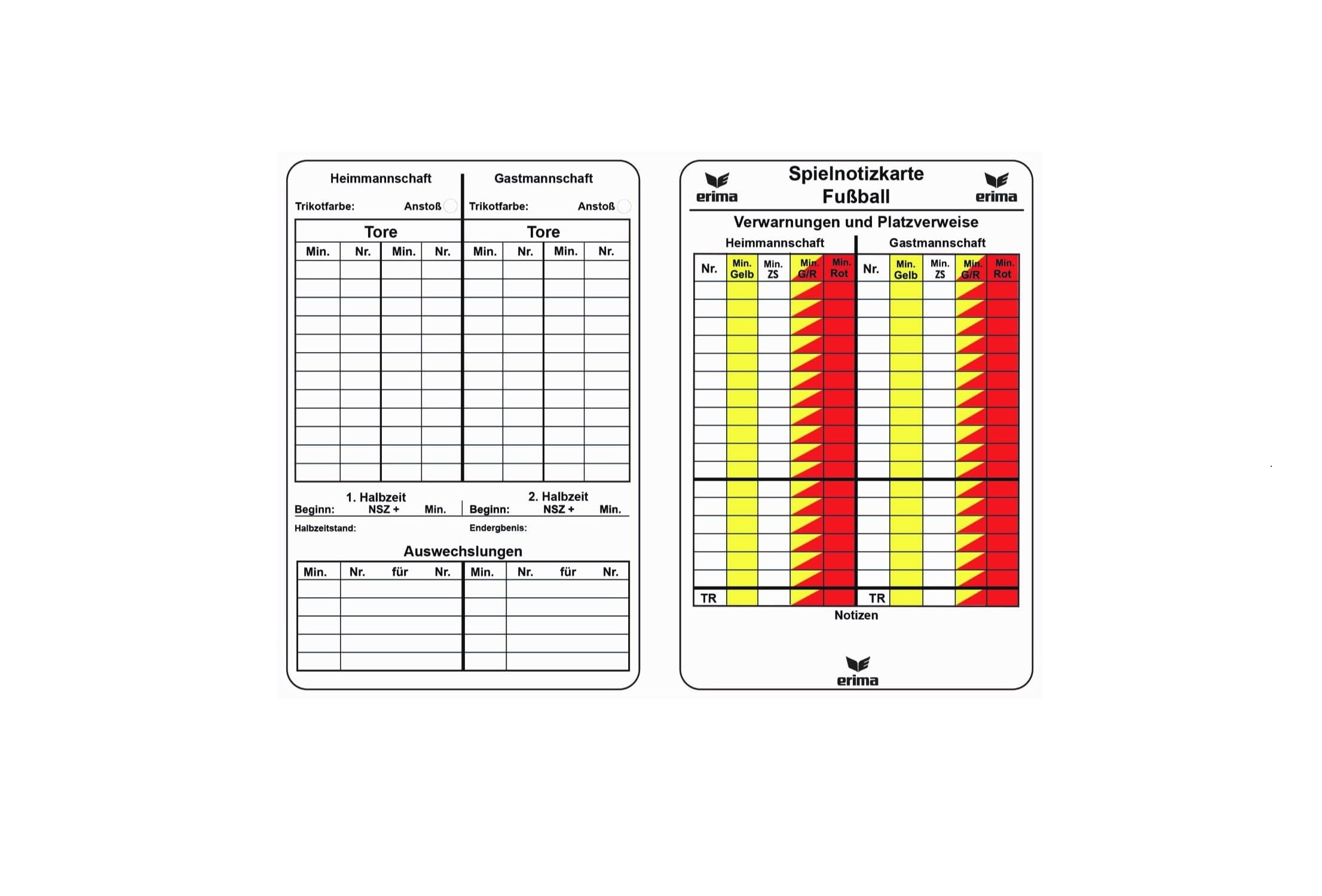 Erima Uni play note cards football referee, white, one size