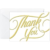 easykart labels 50 Christmas Thank You Cards with Gold Foil, 5.5" x 4", Thank You Notes, Ivory Cards With Envelopes for Christmas, Wedding, Business, Baby Shower, Small Business, Funeral, Graduation