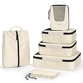 BAGSMART Compression Packing Cubes for Travel, 6/5/4set Lightweight Packing Organizers, Summer Travel Essentials Suitcase Organizer Bags Set