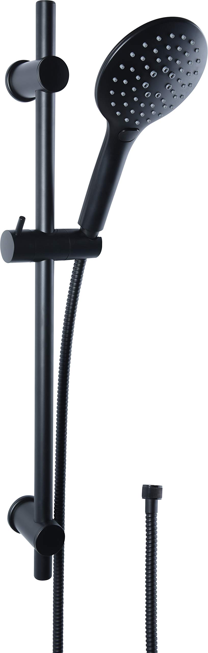 Cornat Noir TECBE3300 Shower Set Black Edition Hand Shower 125 mm 3 Jet Types: Normal & Spray Anti-Limescale & Water-Saving Insert with Shower Hose & Wall Bar/Shower System