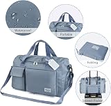 Flintronic Travel Duffel Bag 50L Foldable Lightweight Wet Dry Pocket Blue view 6