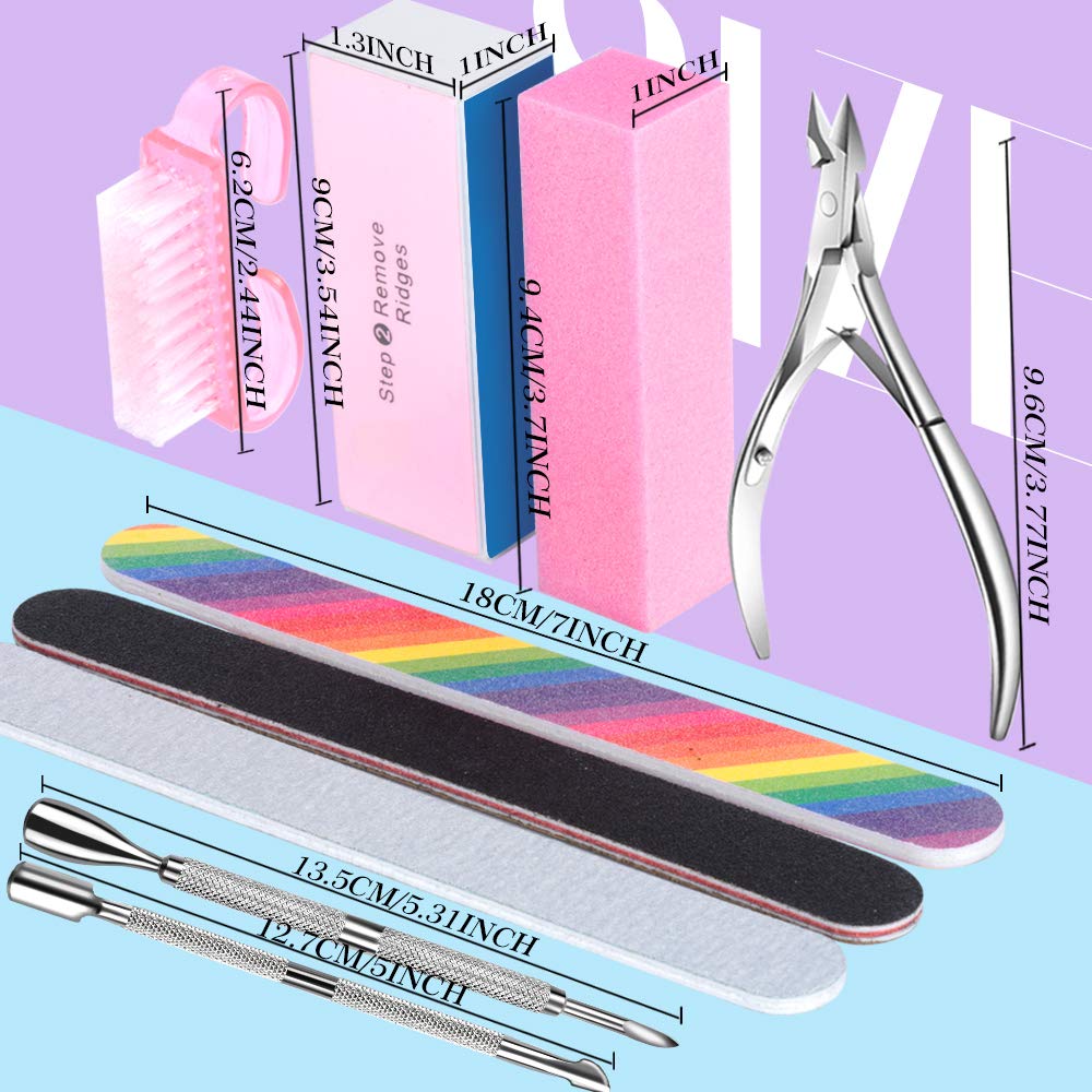 Nail File and Buffer- 3pcs Double Sided Nail File, Rectangular Nail Buffer, Buffer Block Sponge Polished, Nail Brush, Come with Cuticle Nipper and Pusher, Perfect Manicure Tool Kit for Shiny Nail : Beauty
