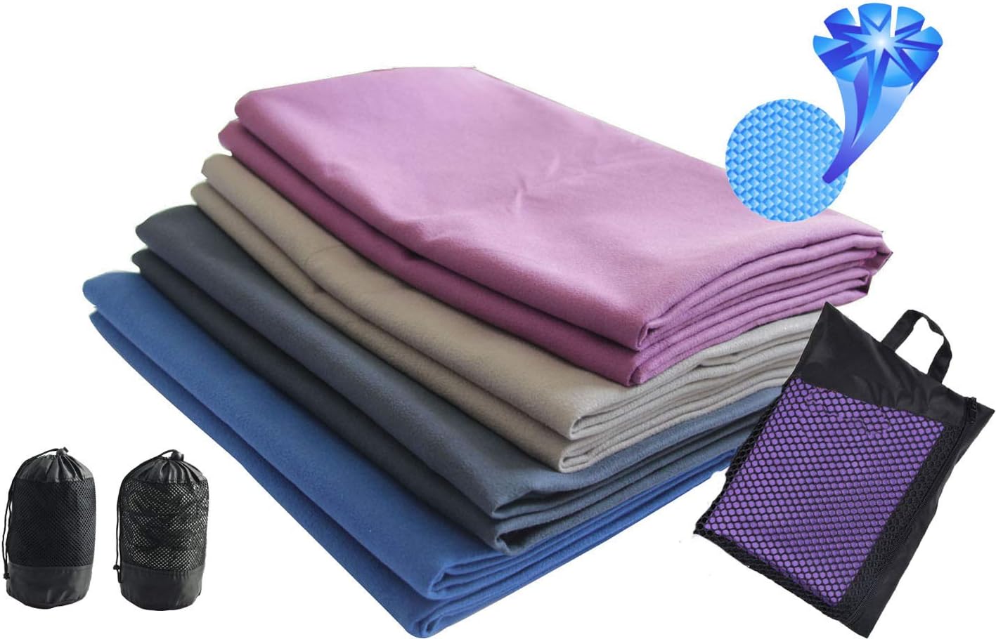 Simplife Microfiber Beach Towels Bath Hand Towels Cooling Travel Towel Sports Towels Bath Sheets Absorbent Fast Drying and Compact Light Weight (16"X32" Purple)