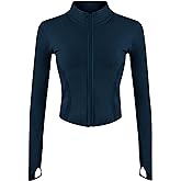 Tanming Women's Full Zip Seamless Workout Jacket Running Yoga Slim Fit Track Jacket