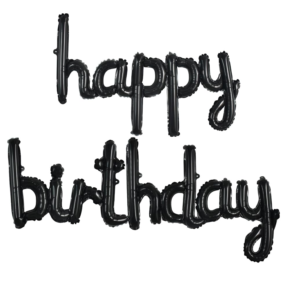 Photo 1 of BEISHIDA Black Happy Birthday Balloons Banner 16 Inch Mylar Foil Birthday Letters Balloons for Kids Adults Ocean Theme Party Decorations Supplies