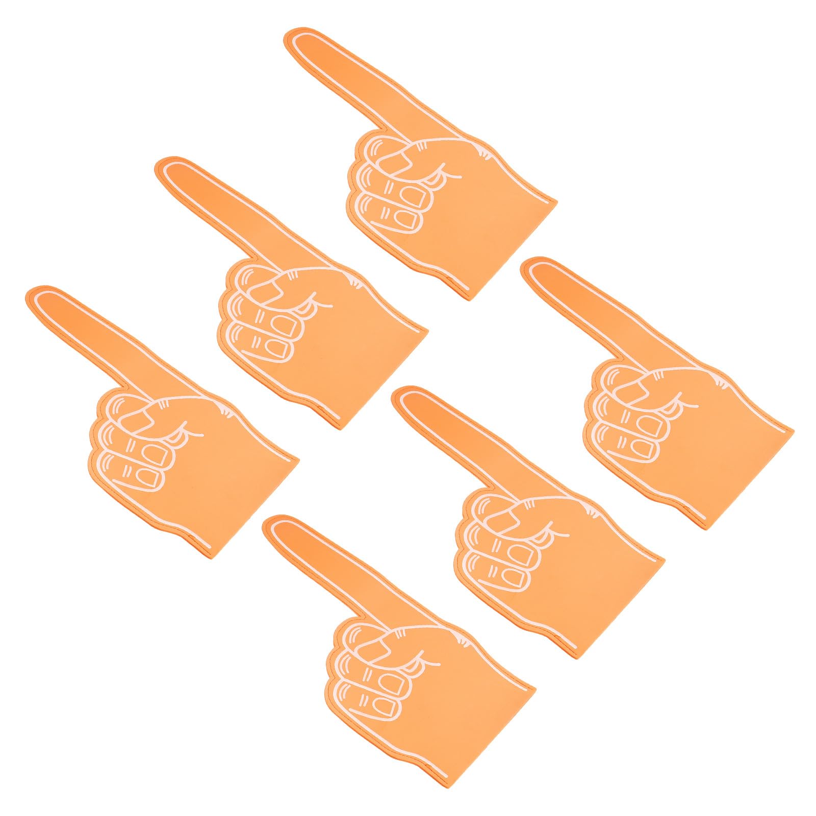 PATIKIL Giant Foam Finger 18 Inch, 6 Pack Number 1 DIY Blank Foam Hand Cheerleading Foam Fingers for Sports Events Games Party Supplies, Orange, White Line