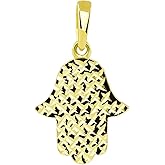 Jewelry America 14k Yellow Gold Textured Elegant Hamsa Hand of God Pendant