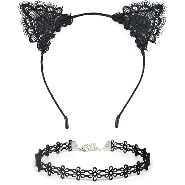 YAXAMING Diadema Con Orejas De Gato, De Encaje, Para
