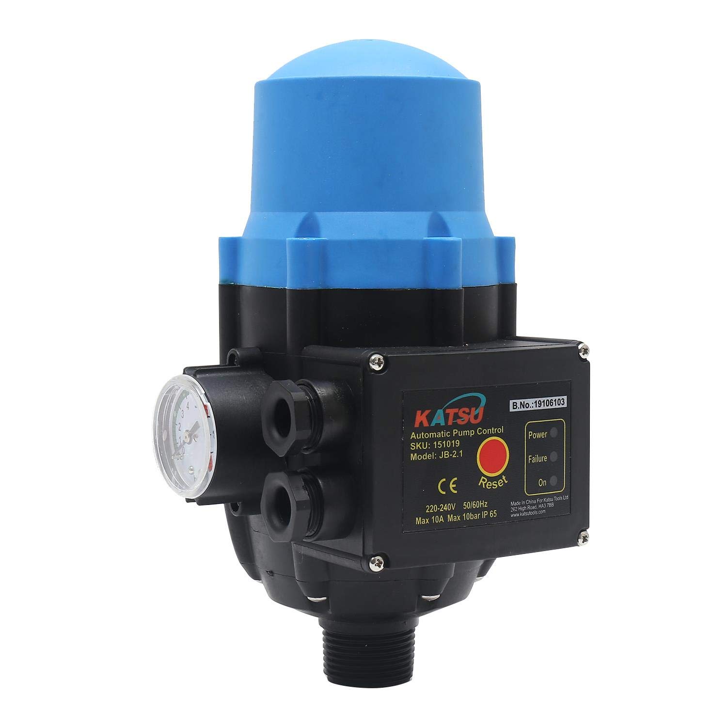KATSU Automatic Water Pump Pressure Control Switch 220V IP65 Electronic Adjustable Uper and Lower Pressure Controller, for Vortex and Garden Pumps, Clean Water Pump 151019