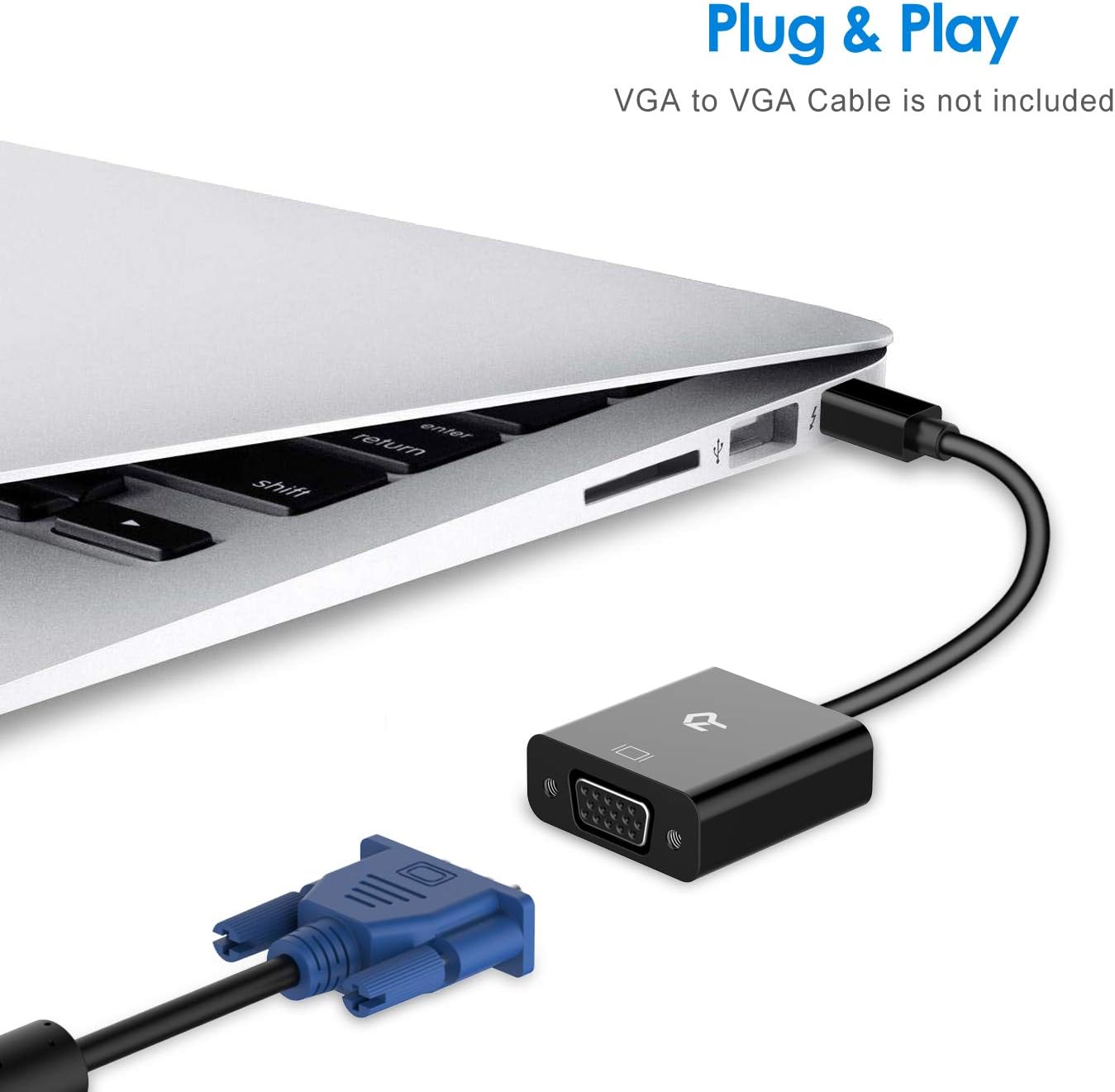 Rankie Mini DisplayPort (Mini DP) to VGA Adapter, Gold Plated 1080P Thunderbolt Port Compatible Converter, Black: Home Audio & Theater