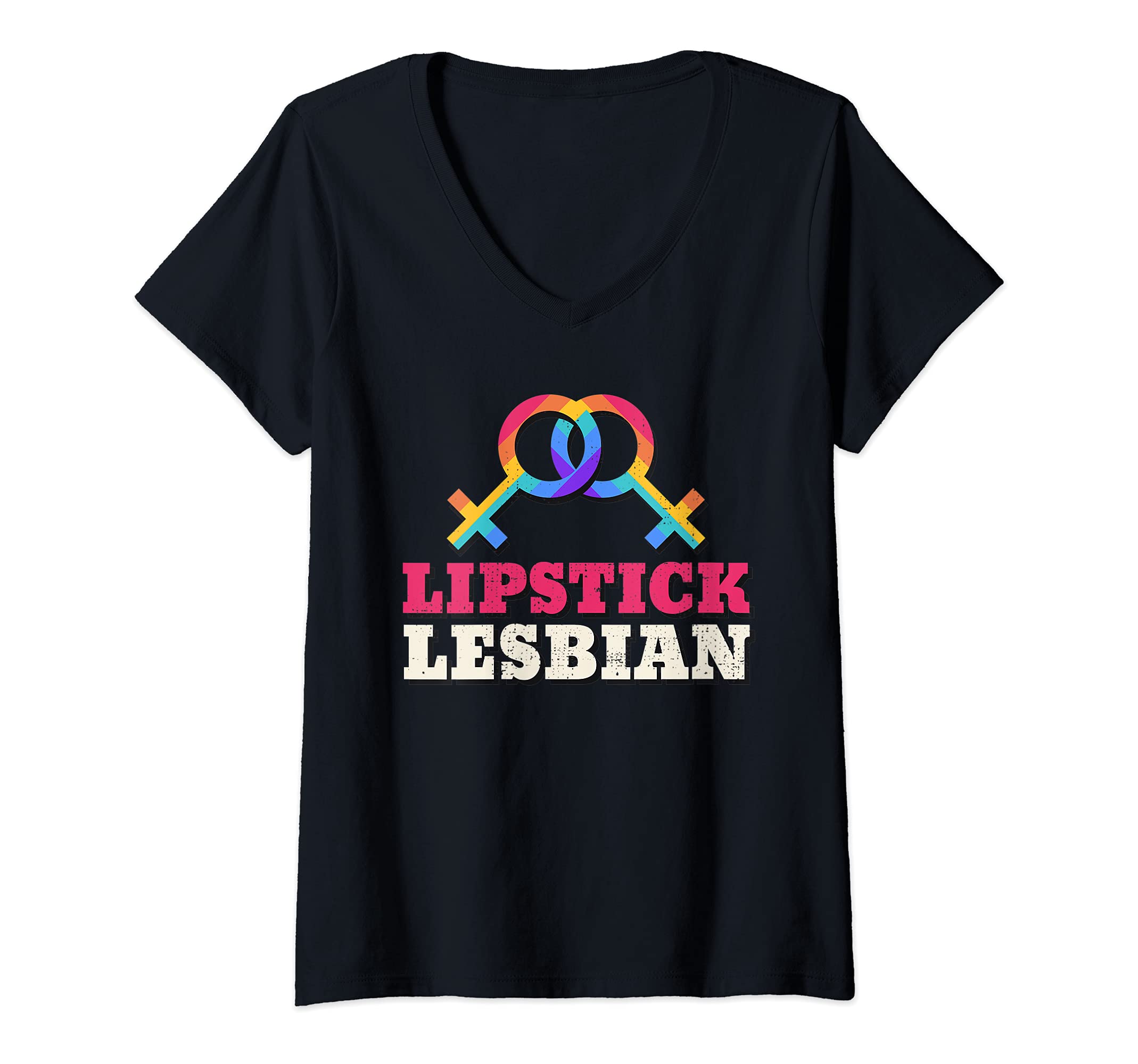 Womens Lipstick Lesbian Gender Equality Human Rights Advocate V-Neck T-Shirt
