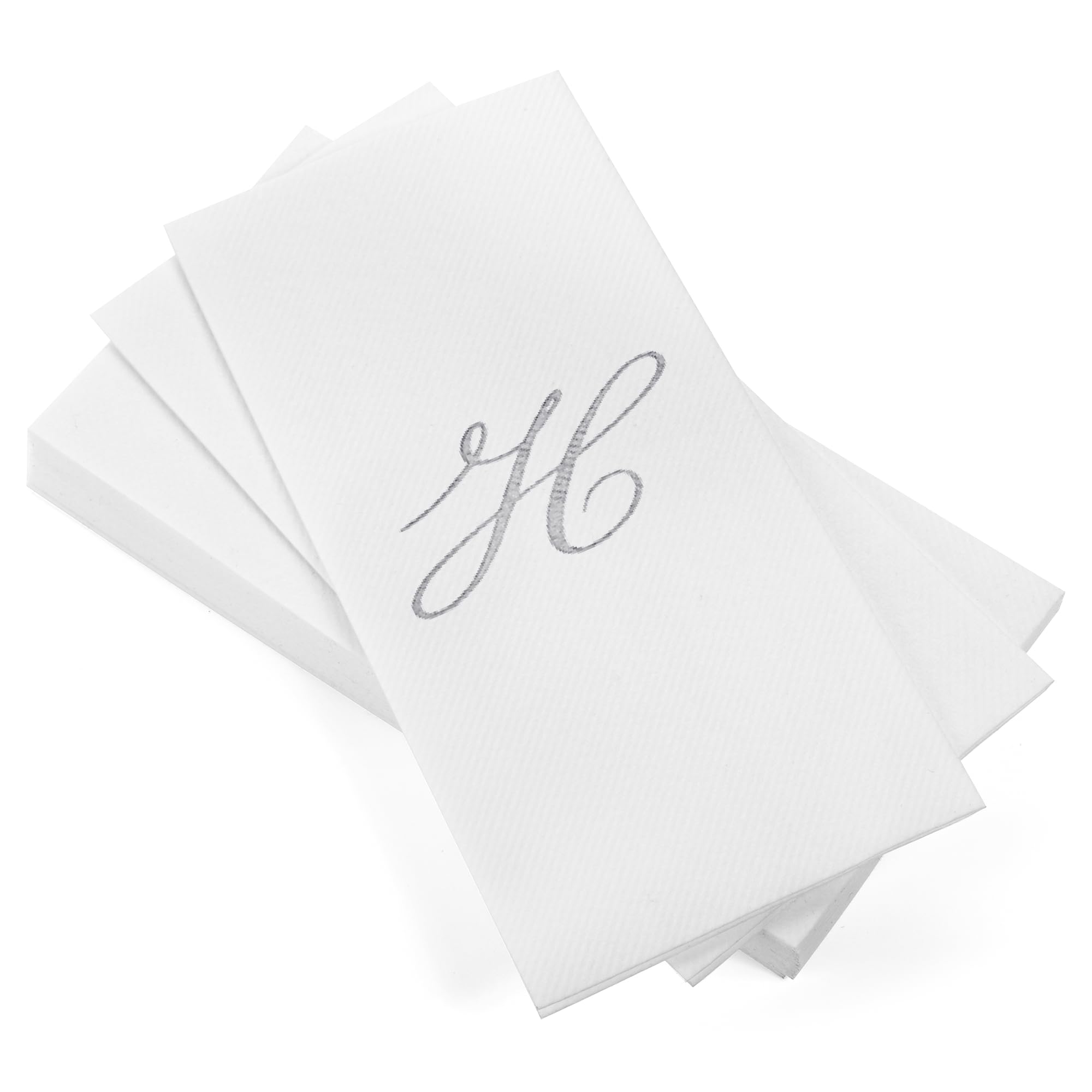 Photo 1 of AH AMERICAN HOMESTEAD Disposable Hand Towels for Bathroom 50 Count - Guest Bathroom Essentials -Bathroom Paper Towels - Monogrammed Disposable Napkins - Wedding Napkins in Paper Towel Tray (Silver, H)