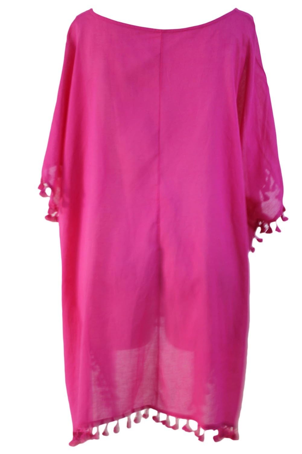 boldgal women's one piece tassel cover-up (pink)