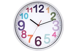 Careland Wall Clock 12 Inch Silent Non Ticking Battery Operated Time Teaching Quartz Home Colorful Read Learn Time Perfect for Teacher's Classrooms and Kid's Bedrooms