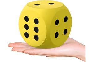 Shappy 3 Inches Foam Dice Fun Filled Large Educational Toy Kawaii Giant Decorative Eva Foam Jumbo Dice Big Square Building Blocks for Board Game Nights Learning Sessions(Yellow,1 Pc)