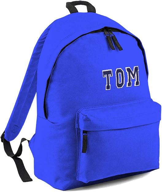 Personalised Backpack For Kids. Blue Bag Blue Letters Amazon.co.uk
